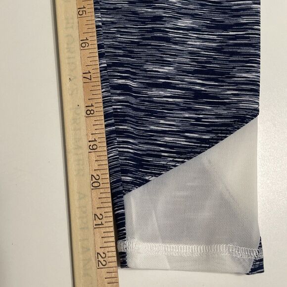 Lanston Sport Leggings Small Cropped Navy White Heather Stripe Mesh Calf NWT - Picture 11 of 12